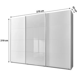 WIMEX Schwebetürenschrank »Ernesto«, mit farbigen Glaselementen weiß - 270x210x65 cm