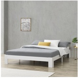 [en.casa]® [en.casa] Holzbett Raisio 140x200 cm mit Lattenrost Weiß