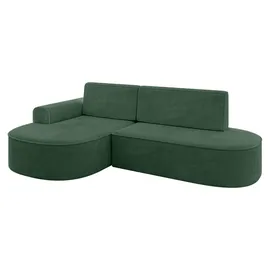 altdecor Eckcouch Cord mit Schlaffunktion und Bettkasten 2-Sitzer Grün