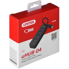 UNITEK Hub Usb-C 4Xusb-A (3.1 Gen 1) Typ-C 5000 Mbps Schwarz