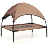 fudajo Hundebett mit Dach L 91 x 76 x 16 cm Braun