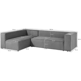 Massivmoebel24 Ecksofa modular 175x92x64 beige BRUGGE