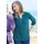 GOLDNER Elegante Viskosebluse mit V-Ausschnitt Petrol 25