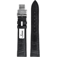 Sinn Kalbsleder mit Alligator-Optik Prägung Leder Rindslederband 19mm/16mm BL44191641001203400A - schwarz,schwarze Ziernaht