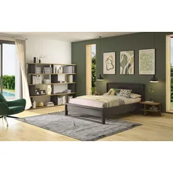 Schlafzimmer-Set GAMI "SET (4-tlg)", schwarz (schwarzeiche), ohne Matratze, B/H: 160cm x 200cm, Spanplatte, Schlafzimmermöbel-Sets, Ein elegantes und funktionales Schlafzimmer.