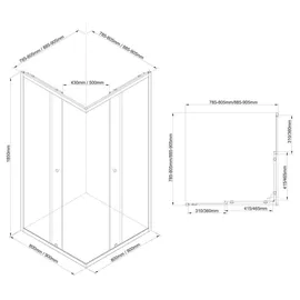 a&n&a aQualine AGGA BLACK Komplettdusche 90 x 185 cm Aqualine-BLF909