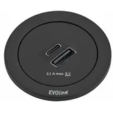 evoline (schulte) EVOline ONE Doppel USB-Port A und C in SCHWARZ / USB-Dose - Schwarz/Silber