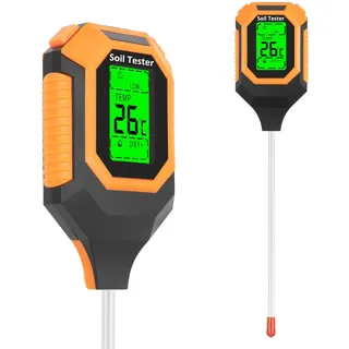 YAMRON Caewous ph messgerät Erde, 4-in-1 Digital Plant bodenmessgerät with PH Value/Temperature/Feuchtigkeit/Licht für Gartenarbeit, Farm, Rasen, Landwirtschaft und Outdoor-Pflanzen