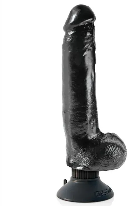 KING COCK - Vibrierender Dildo mit Hoden, 23 cm, Schwarz