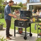 Outsunny Grillwagen Holzkohlegrill schwarz