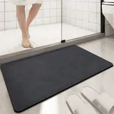 Badezimmerteppich, Badematte Rutschfest, Duschmatte Rutschfest, Duschvorleger, Badvorleger Badteppich Rutschfest Waschbar Teppich Badezimmer, Bathroom Mat, Bath Mat Mats, Bad Teppich, Schwarz-70x120cm