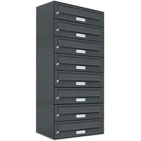 AL Briefkastensysteme 8er Premium Briefkasten Anthrazit inkl. Zeitungsfach