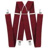 axy Hosenträger Herren Hosenträger 4 Stabile Clips X-Form 3,5cm Breit verstellbar und elastisch 120cm Lang rot