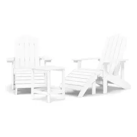 vidaXL Adirondack-Gartenstühle mit Hocker & Tisch HDPE Weiß