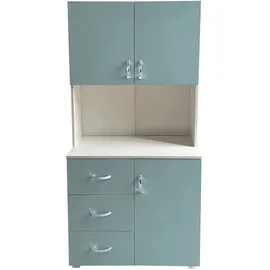 Hti-Living Kinderkleiderschrank Hellblau 6 Regalfächer 3 Schubladen MDF