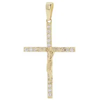 Golders Kreuzanhänger mit Kruzifix aus 585 Gold, mit Zirkonia (Set, 1-tlg), 585 Rotgold Goldschmuck für Damen gelb|goldfarben