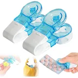 Tragbare Pillendose - Portable Pill Taker | Pillenlocher Mit Behälter | Ausdrückhilfe Tablettenspender | Persönliche Aufbewahrung Tragbar Pillen-Organizer Box Case (2 Stück)