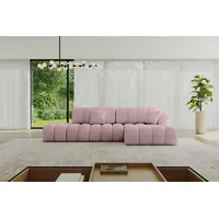 altdecor Ecksofa Cord mit Schlaffunktion 3-Sitzer Rosa
