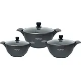 Cheffinger Kochtopfset 20-24-28cm 6-tlg Induktion Alu Guss Geschirr Schwarz