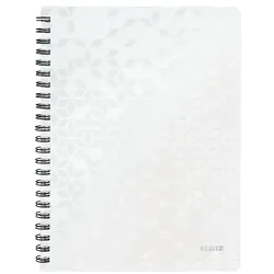 LEITZ Collegeblock WOW A4, kariert, weiß, 4-fach gelocht, spiralgebunden, 80 Blatt, 80 g/m2, Sichthülle, 307x240x20mm