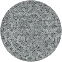 Teppich Hochflor Hoch-Tief Geometrisch Polypropylen Wohnzimmer Grau Rund 120x120 | Kadima Design