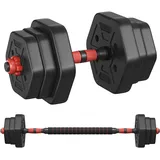 SONGMICS Hantelset, Hanteln mit Verbindungsstange, Hexagon, Kurzhantelset, 10 kg, für Workout, Fitnesstraining, Gewichtheben für Zuhause, Fitnessstudio, tintenschwarz SYL100B01
