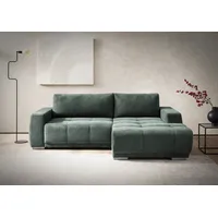 Ecksofa INOSIGN "Bolero L-Form" Sofas Gr. B/H/T: 241cm x 66cm x 165cm, Struktur fein, Recamiere rechts, mit Bettfunktion, grün (racing grün) mit edler Steppung, wahlweise Schlaffunktion & Bettkasten