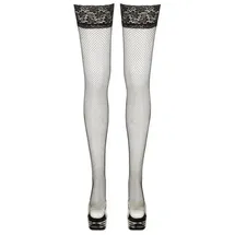 Cottelli LEGWEAR Halterlose Strümpfe aus feinmaschigem Netzmaterial