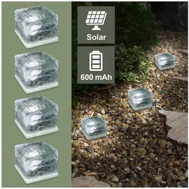 EAXUS Solarleuchte Glas 4er Set mit Dämmerungssensor transparent, weiß