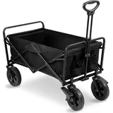 Faziango Bollerwagen faltbar Bis 100kg Tragkraft mit Bremse Räder XXL Handwagen faltbarer Transportwagen Strandwagen Gartenwagen Für Camping - Schwarz