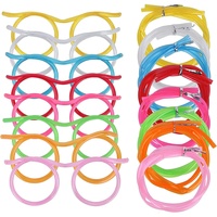 8 Stück Strohhalm Brillen Strohhalme Plastik Party Brillen Wiederverwendbar Strohhalm Trinkbrille Strohhlambrille, Flexibel in Ring für Kinderpartys und Veranstaltungen
