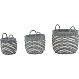 Beliani Blumenkörbe 3er Set Grau und Weiß aus PE Rattan grau/weiß