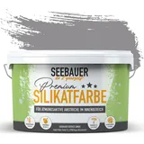 SEEBAUER diy Silikatfarbe Grau 2,5L für Innen (No. 232 Misty Moor) Atmungsaktive Mineralfarbe für Allergiker - Abwaschbare Wandfarbe - Grautöne hohe Deckkraft