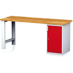 Werkbank MECHANIC, 2000x685x880 mm, 1 Schränke, grau/rot