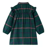 vidaXL Kinderkleid mit Langen Ärmeln und Rüschen Dunkelgrün 92