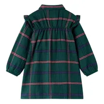vidaXL Kinderkleid mit Langen Ärmeln und Rüschen Dunkelgrün 92