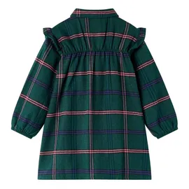 vidaXL Kinderkleid mit Langen Ärmeln und Rüschen Dunkelgrün 92