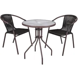 Balkonset Bistro-Set 3-tlg. Braun