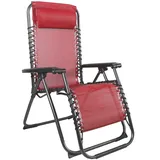 Mojawo Luxus Comfort GartenstuhlRelaxsessel Relaxstuhl Liegestuhl Klappbar Verstellbar mit KopfpolsterSchwarz und Rot