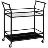 Homcom Küchenwagen, Rollwagen, Servierwagen mit Ablagen Trolley, Beistellwagen auf Rollen, Aufbewahrungswagen für Küche, Metall, schwarz 75L x 40B x 80H cm