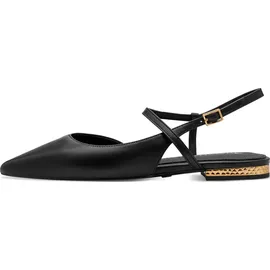 TAMARIS Damen Sling Pump mit Blockabsatz Leder, schwarz, 36 EU