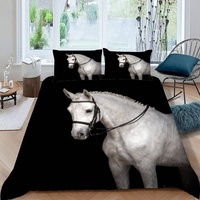 RFFLUX Pferd Bettwäsche 155x220 cm 3teilig mit Reißverschluss 3D Weißes Pferd Bettwäsche Sets Warme Winter Sommer Weich und Angenehme Bettbezüge mit 2 Kissenbezug 80x80 für Teenager