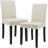 [en.casa] Esszimmerstuhl Hamburg Kunstleder Creme 2er Set