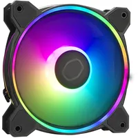 Cooler Master MasterFan MF120 Halo2 ARGB – 120mm Gehäuselüfter, adressierbare Dual-Ring-RGB-Beleuchtung, Rifle-Lager, vergrößerte Luftausgleichsblätter mit Stausensorschutz und verbesserter Treiber-IC