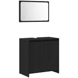 vidaXL Badschrank mit Spiegel in Schwarz und Eiche 60x33x61 cm, aus Holzwerkstoff