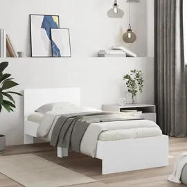 vidaXL Bettgestell mit Kopfteil und LED-Leuchten Weiß 90x200 cm