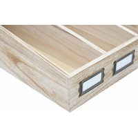 MCW Besteckkiste HWC-C25, Holzbox mit Deckel Besteckkasten, Paulownia 17x37x33cm ~ naturbraun