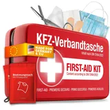 KFZ Verbandstasche nach aktueller Norm 2026 inkl. Beatmungstüchern - Auto Verbandskasten europaweit nutzbar - Erste Hilfe Set neue Norm DIN 13164:2022 (StVO konform)