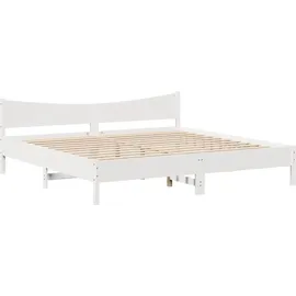 vidaXL Massivholzbett mit Schubladen Weiß 180x200 cm Kiefer