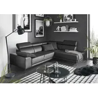 Candy Eckcouch Leder 3-Sitzer Schwarz